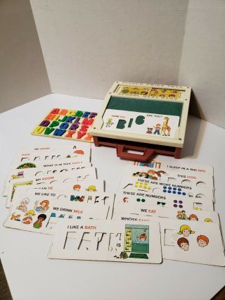 Vintage 1972 Fisher Price School Days Desk With Magnetic Abc And Stencils 176