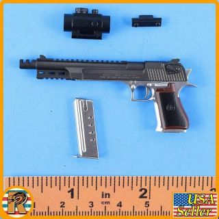 Desert Eagle Pistol - Silver & Black Modified W/ Scope 3 - 1/6 Scale - Damtoys