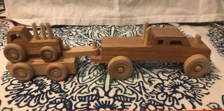 Handmade Wooden Toy Truck Tractor And Trailer