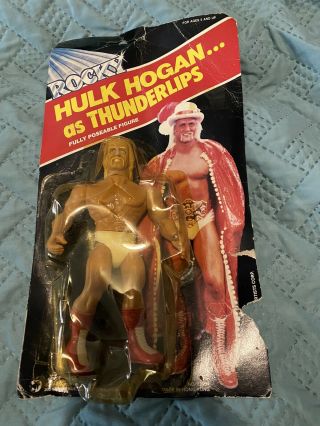 Vintage 1985 Rocky Hulk Hogan As Thunderlips Action Figure With Detached Card