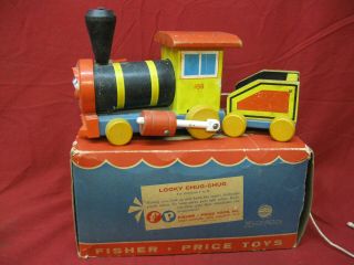 Vintage Fisher Price 189 Looky Chug - Chug 1958 Train & Tender Connected & Box