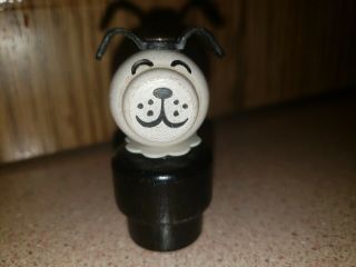 Vintage Fisher Price Little People Dog All Wood Htf Factory Error