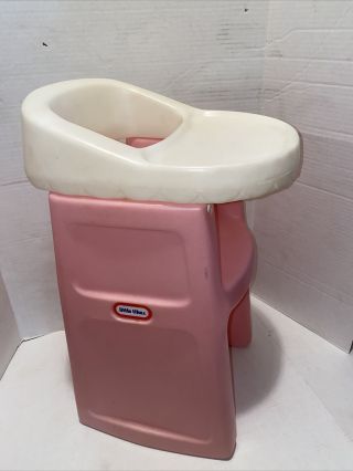 Vintage Little Tikes Child Size Play House Doll High Chair 24 " Tall Pink & White