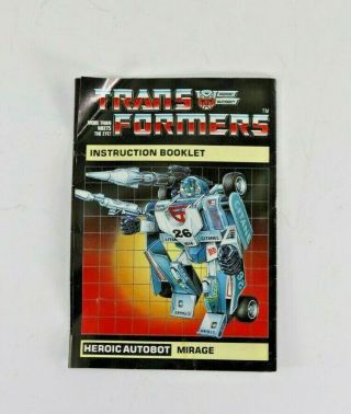 Vintage Transformers G1 Mirage Instruction Booklet