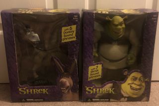 2001 Size Shrek And Donkey With Sounds 10 Inch Mcfarlane Set