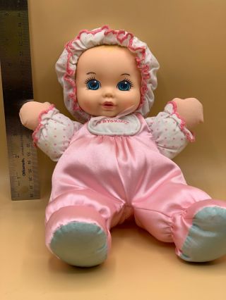 Playskool Pink Satin Baby Doll W/ Squeaker 12 " Plush Stuffed Doll Toy