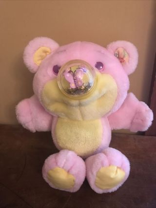 Vintage 1987 Playskool Nosy Bears Flybye Pink & Yellow 11 " Plush Bear Butterfly