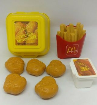 Vintage Fisher Price Mcdonalds Play Food Chicken Nuggets Fries Sauce Box 1988