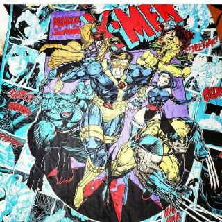 Vintage 1994 Marvel X - Men Bed Comforter Sheet And Curtains Set Twin 86 X 62 "