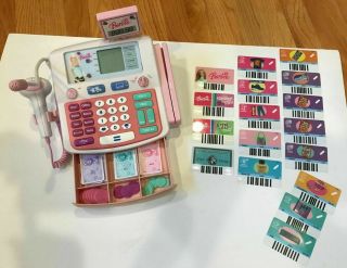 Barbie Talking Cash Register With Scanner And Mic,  Play Money,  Coins,  & Cards