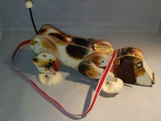 Vintage 1961 Fisher Price Snoopy Wooden Pull Dog Toy With Leash