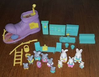 Vintage 1993 Takara Playmates Furry Family Mice Mouse Bunny Rabbit Shoe House