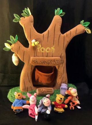 Vintage Disney Winnie The Pooh Tree House Finger Puppet Piglet Tigger Eeyore Roo