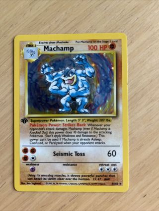 Machamp 1st Edition 1999 Pokemon Base Set 8/102 - Holo Rare