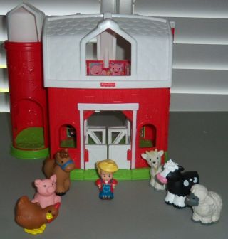 8 Pc Fisher Price Little People Animal Friends Farm Barn Playset W/sound Figures