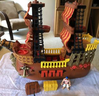 2006 Mattel Fisher Price Imaginext Adventures Pirate Ship Boat Brown Access