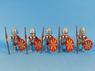 Playmobil Roman Soldiers X5 Centurion W Round Shield,  Spear,  Sword Helmet