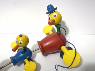 Fisher Price Toys Canada Vintage 1956 Duck Mom Ducklings Pull Toy Wood Family 2