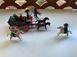 Playmobil Western 5248 Covered Wagon With Horses,  Cowboys & Sheriff / Marshal