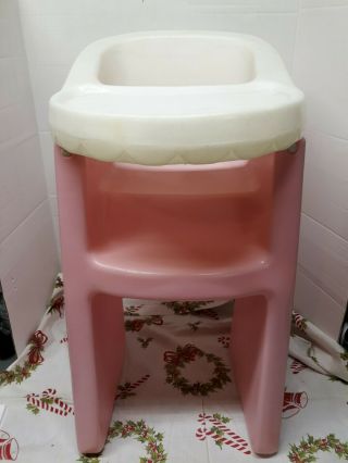 Vintage Little Tikes White Pink Baby Doll Highchair Child Size