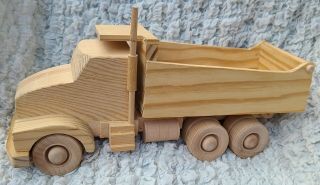 Wooden Toy Collectible Dump Truck Handcrafted Realistic Hobby Preschool