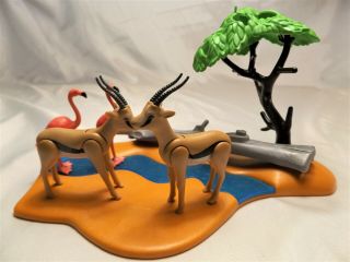 Playmobil African Safari Gazelle Antelopes,  Flamingos W/ River,  Ark,  Zoo Animals
