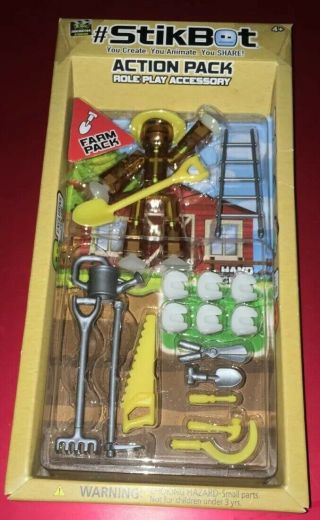 Stikbot Action Pack Farm Pack - Brown Translucent 3.  75 " Stop Motion
