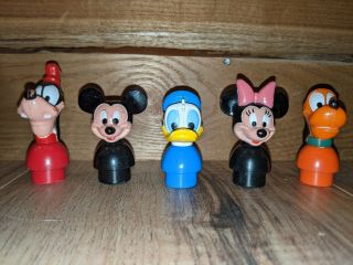 Vintage Fisher Price Little People Disney Mickey Goofy Pluto Donald Minnie