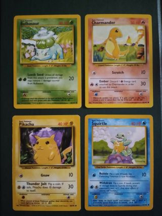 1999 Pokemon Cards Charmander Squirtle Bulbasaur Pikachu Base Set Psa 6 - 9?