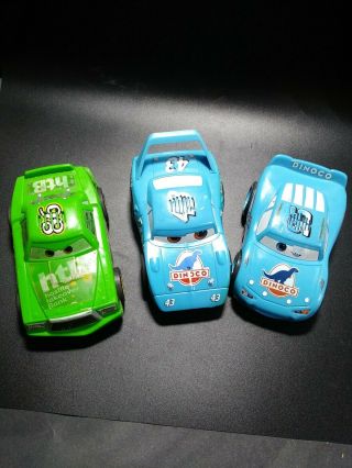 3 Disney Pixar Cars Fisher Price Mattel Shake N Go 86 95 43 Dinoco Blue Green