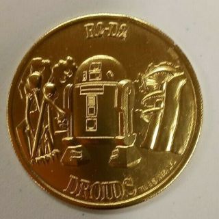 Wow,  Vintage Star Wars Droids,  R2d2 Gold Coin 1.  5 "