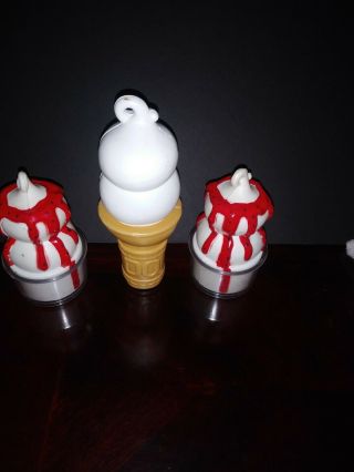 Dairy Queen Play Food Items - 2 Strawberry Sundaes And A Vanilla Ice Cream Cone