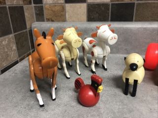 VINTAGE Fisher Price Farm Animals Sheep Horse Rooster Cow Dog Farmer Tractor 3