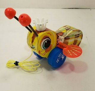 Vintage Fisher Price Toys Queen Buzzy Bee Pull Toy -