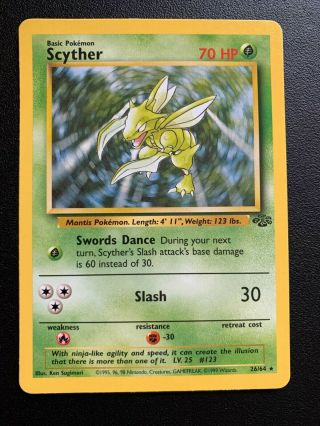 Scyther 26/64 - Rare Non - Holo - Jungle Set - Pokemon Card Tcg 1999