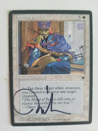 Hand Of Justice Fallen Empires Set Signed By Melissa Benson Mtg Magic