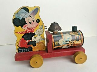 Vintage Mickey Mouse Fisher Price Choo Choo Train Pull Toy 485 Walt Disney