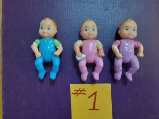3 Fisher Price Loving Family Dollhouse Twin Babies Boy Girl Pink Blue Purple