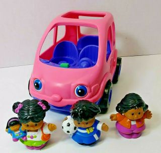 Fisher Price Little People Pink Car Suv Van Music Sounds African American Family