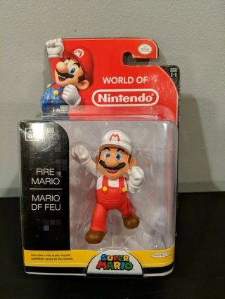 World Of Nintendo Fire Mario 2.  5 " Figure Jakks Series 1 - 1 Nib