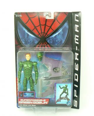Spider - Man Movie Poseable Green Goblin 2002 Toy Biz Action Figure Nib