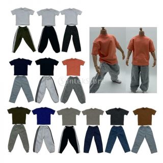 1/6 Scale Male Action Figure Cloth T - Shirt And Pants Set Outfit Clothing For Bjd