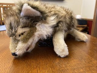 Folktails Folkmanis Gray Timber Wolf Husky Dog Hand Puppet Plush - Euc