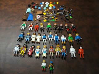 Playmobil 31 Figures People Accessories Vintage Many 1974