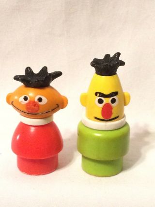 Vtg Fisher Price Little People Bert & Ernie Sesame Street Muppets Figure Toys