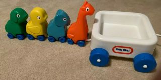 Vintage 1982 Little Tikes Wagon ' n Friends Pull Toy - Wagon & Four Animals 2