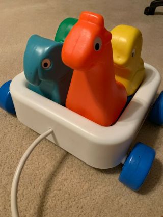 Vintage 1982 Little Tikes Wagon ' n Friends Pull Toy - Wagon & Four Animals 3