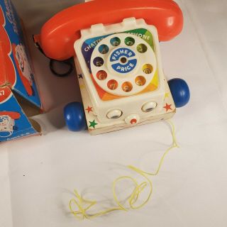 Vintage Fisher Price Chatter Phone Pull Retro Toy Telephone 747 1974 2