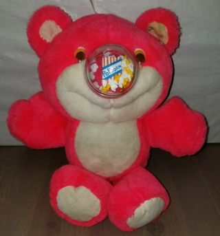 Vintage Playskool Nosy Bear Popcorn Popper Nose Neon Pink Teddy Plush 1987 Shake