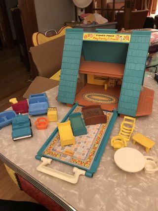 Vintage Fisher Price A - Frame 990 With Furniture &